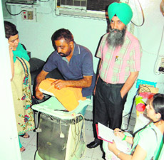 District Family Welfare Officer Dr RS Bhuttar conducts a raid on a hospital in Amritsar on Friday. 