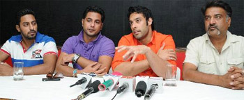 The team of the Punjabi film Saadi Vakhri Hai Shaan interacts with the media in Bathinda on Friday. 