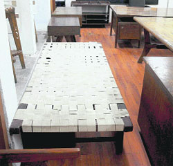 A few pieces of furniture designed by Le Corbusier in Chandigarh.