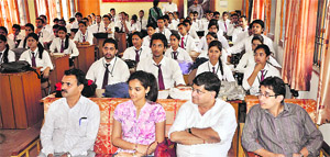 A seminar under way at Government Postgraduate College in Dharamsala on Friday. 