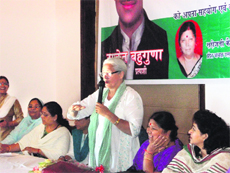 Nafisa Ali seeks votes for Congress candidate for the Tehri bypoll Saket Bahuguna in Mussoorie on Saturday.