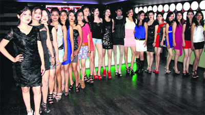 Participants in the Miss Catwalk contest in the Miss Blenders' Competition in Dehradun on Saturday. 