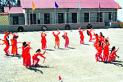 Students of Guru Nanak Fifht Centenary School present a song and dance item in Mussoorie on Saturday
