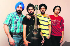 Members of the Roving Sikhs rock band pose for a photograph in Jammu.  A Tribune photograph