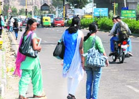 Girls have to bear harassment daily, as they have to walk down to the nearest bus stop to board a bus from Government College, Sector 1, Panchkula