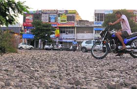 Uncarpeted parking lot of the market in Phase VI, Mohali