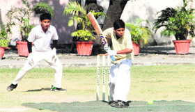 A batsman in action in a match during the Rohitash Singh Memorial Cricket Super 8 Cricket Tournament in Dehradun on Sunday.