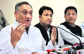 Chief Minister Vijay Bahuguna addresses mediapersons in Dehradun on Sunday