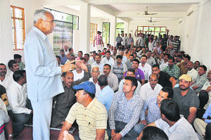Nachan MLA Dile Ram addresses supporters on Sunday. 