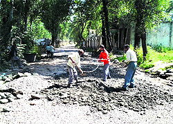 Repair work being conducted at the Surankote-Bafliaz road in Poonch