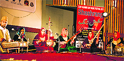 Sufi musicians and singers perform during the Kashmiri Sufi music festival Shashrang in Srinagar