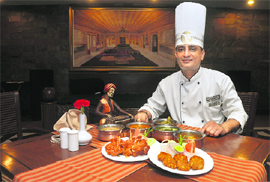 Chef with his delicacies