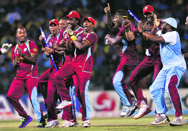 West Indies players celebrate after the final.  Reuters