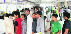 A crowded RLA office at Sector 17, Chandigarh, on Monday. Tribune photo: S Chandan