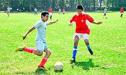 A match in progress between St Stephens School, Sector 45, and St Josephs School, Sector 44, in Chandigarh on Tuesday
