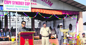 Minister for Medical Education and Sports RS Chib inaugurates the CRPF Synergy Cup T-20 Cricket Tournament-2012 on Tuesday. 