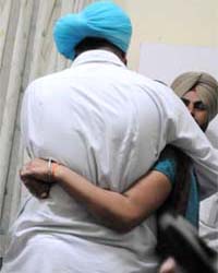 The missing girl meets her father at Canal Colony police station in Bathinda on Wednesday