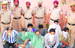Seven persons in police custody in Jalandhar on Wednesday. Tribune Photo: Malkiat Singh