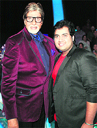 Vipul Mehta at the KBC show with Amitabh Bachchan