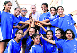 The Welham Girls School team that won the Tek Chand Memorial Basketball Tournament in Dehradun on Thursday