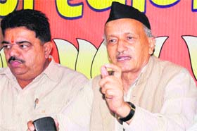 Former Uttarakhand Chief Minister Bhagat Singh Koshyari at the BJP office in Haridwar on Thursday