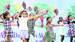 Children of Unique Home give a dance performance during a Nanni Chhan programme held in Jalandhar on Thursday. 