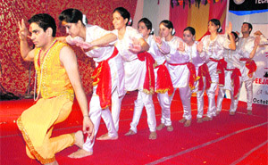 Students present a dance item during the two-day annual fiesta APEEJAY PINNACLE-2012 at Apeejay Institute of Management Technical Campus in Jalandhar on Thursday. 