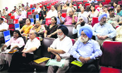 A meeting of the state task force under the Revised National Tuberculosis Control Programme being held at Government Medical College in Amritsar on Friday. Photo: Vishal Kumar