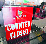 A closed counter of Kingfisher Airlines.