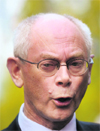 European Union President Herman Van Rompuy of Belgium makes a statement in Helsinki.