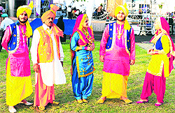 Ankitpal Singh, Rubinder Singh and Navdeep Sandhu, who were part of the team representing India at the International Folk Dance Festival in South Korea.