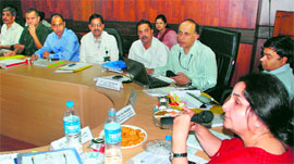 Jammu Health Services Director Dr Madhu Khullar adresses a meeting on Jammu on Saturday.
