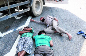 truckers take a nap on the road.