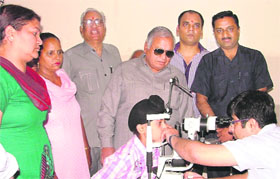 Health and Family Welfare Minister Madan Mohan Mittal at Shri Atam Ram Jain Hospital in Ludhiana.