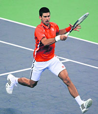 Novak Djokovic during his win over Tomas Berdych.