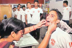 Players undergo a medical check-up in Chandigarh on Sunday
