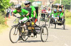 Students take part in Efficycle-2012 at the UIET, Panjab University, on Sunday