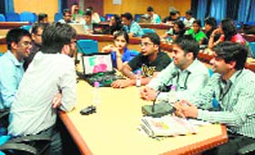 Participants during a techno-management fest at the UIET on the PU campus in Chandigarh on Sunday