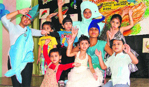 Teachers and students of Cherrylane Play School take part in a programme ‘Colours Come Alive’on the school premises