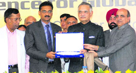 Governor Shivraj V. Patil being honoured in Jalandhar.
