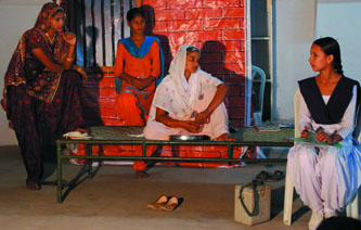 School students perform during a district-level science drama contest held at the Teachers' Home in Bathinda on Monday.