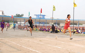 Athletes take part in a race. 
