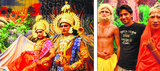 Amit Shergill (left) and Chainis Shergill take part in the Ramlila in Sector 21, Chandigarh, on Monday. tribune photos: s chandan (right) From left: Heder Pathan, Zahir Khan and Sanjeev Khan take part in the Ramlila in Sector 30