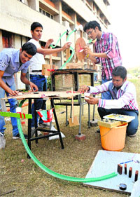 Students take part in the event Contraptions