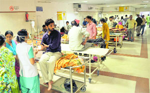 A view of the Emergency at the GMSH-16 in Chandigarh on Monday. 