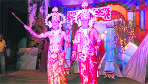 A scene from Ramlila being enacted in Haridwar on Monday. 