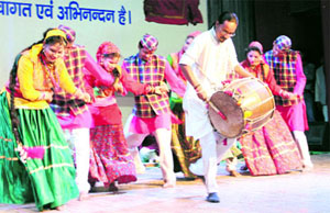 A traditional dance being performed at a function to showcase the Nanda Devi Raj Jat Yatra in Dehradun on Monday