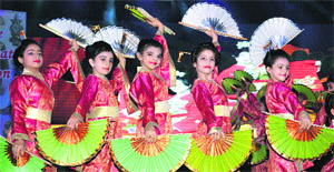 Students of Bal Bharati Public School present a dance during an annual function in Ludhiana.
