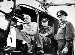Jawaharlal Nehru with senior military officers during a visit to the northeastern sector during the hostilities