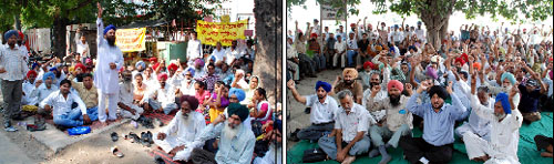 Employees of the rural post offices stage dharna in Bathinda on Wednesday; a gate rally was held outside the GNDTP by the Thermal employees to put pressure on the PSPCL to accept their demands